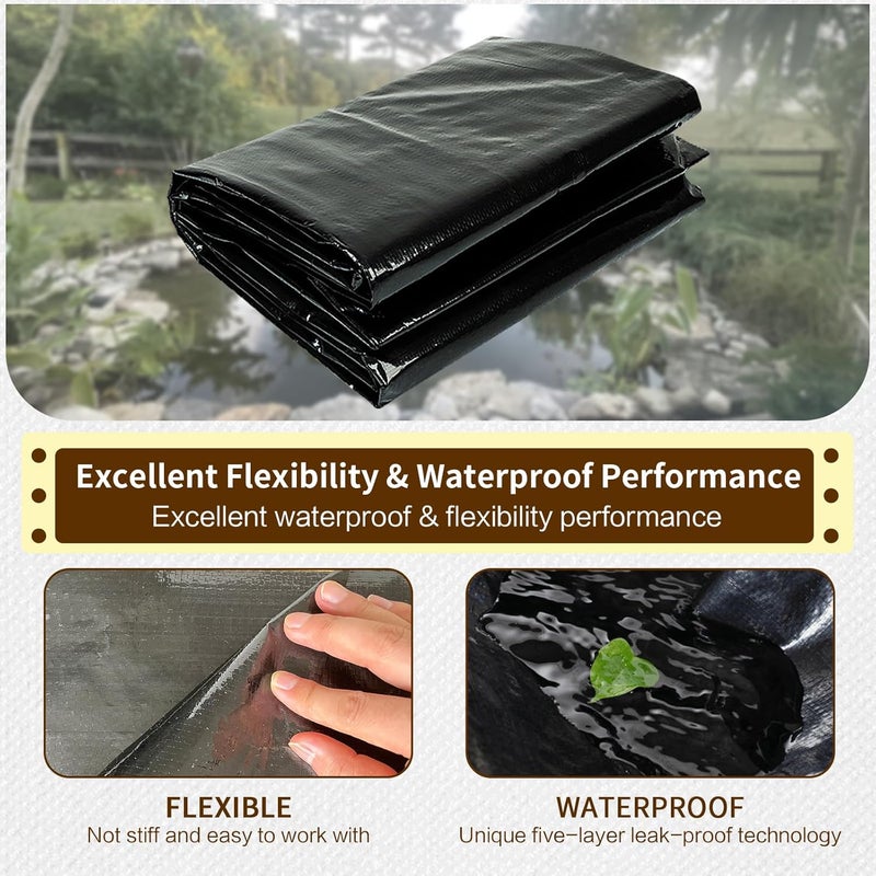 yeezo 10X10FT Reinforced PE Pond Liner, KOI Pond Liners for Outdoor Ponds, Enhanced 5-Layer Structure Pond Liner for Fish, Duck, Garden Raised Bed and Waterscape Pond(0.63oz/sq ft Thickness) - Image 4
